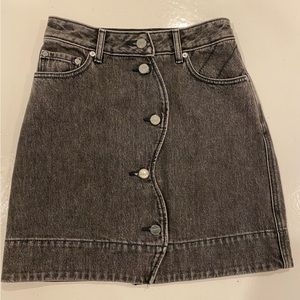 90s Ganni denim miniskirt. Washed out black. Sz 34 - about a sz 26.